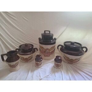 Vintage McCoy Art Pottery Spirit Of 76 Bicentennial Eagle Canister Set 6 Pc VTG